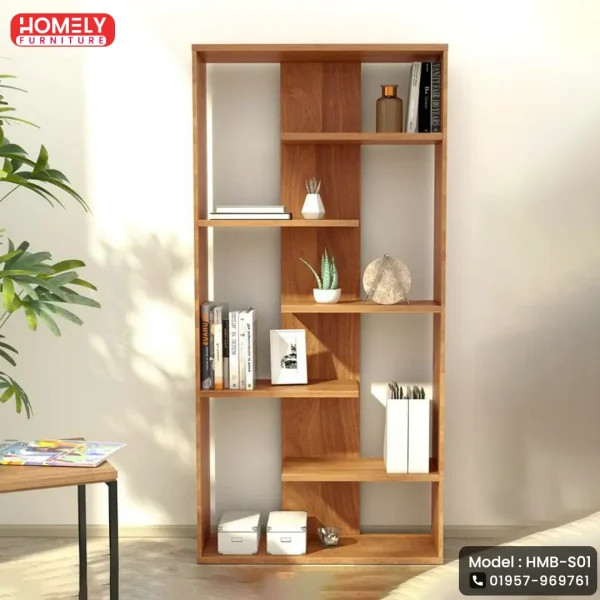 HMB-S01 (1) Aura Modern Asymmetric Bookshelf