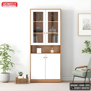 HMB-S02 (1) Nordic Glass Display Bookshelf