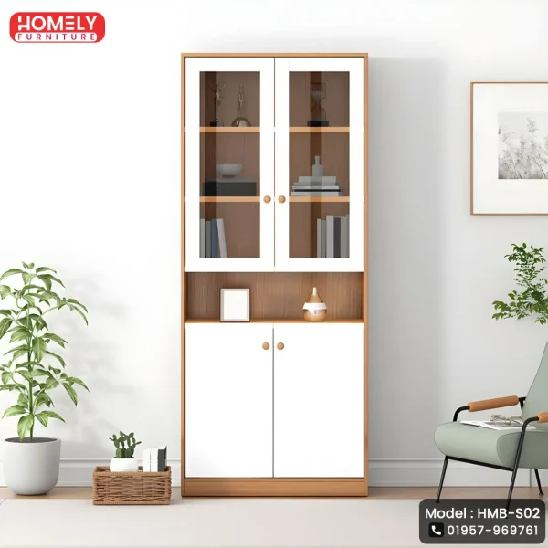 HMB-S02 (1) Nordic Glass Display Bookshelf